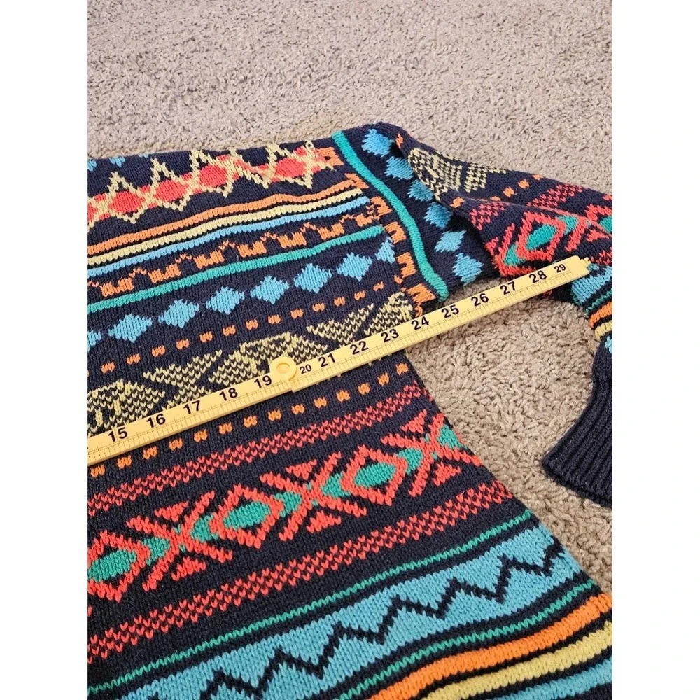 Vintage Aeropostale Men Large Cotton Geometric Southwestern Knit Sweater USA 90s